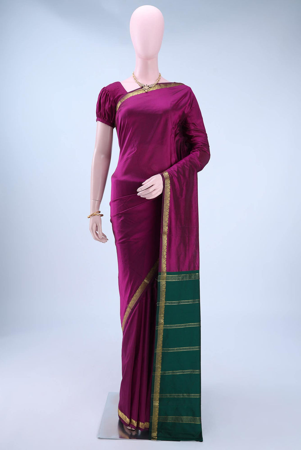 Dark Pink Blended Bangalore Silk Saree