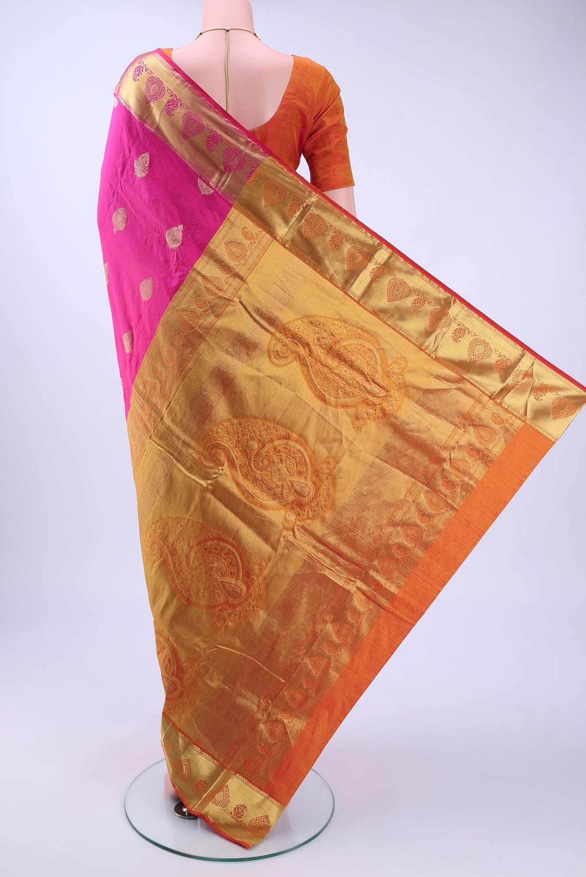 Imperial Pink Blended Bangalore Silk Saree