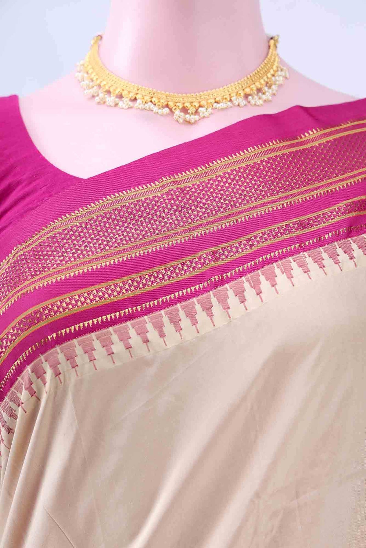 Beige Bangalore Silk - kadyal Saree