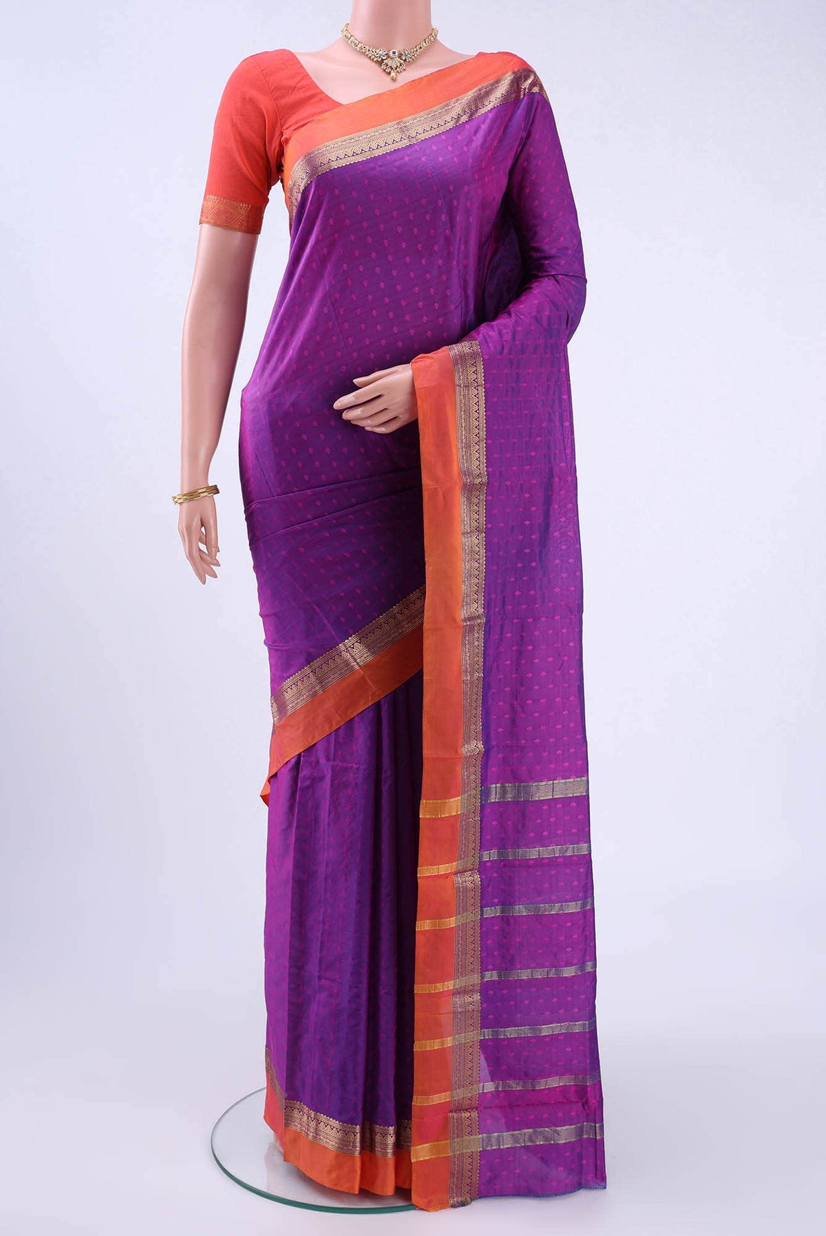 Purple Blended Bangalore Silk Saree