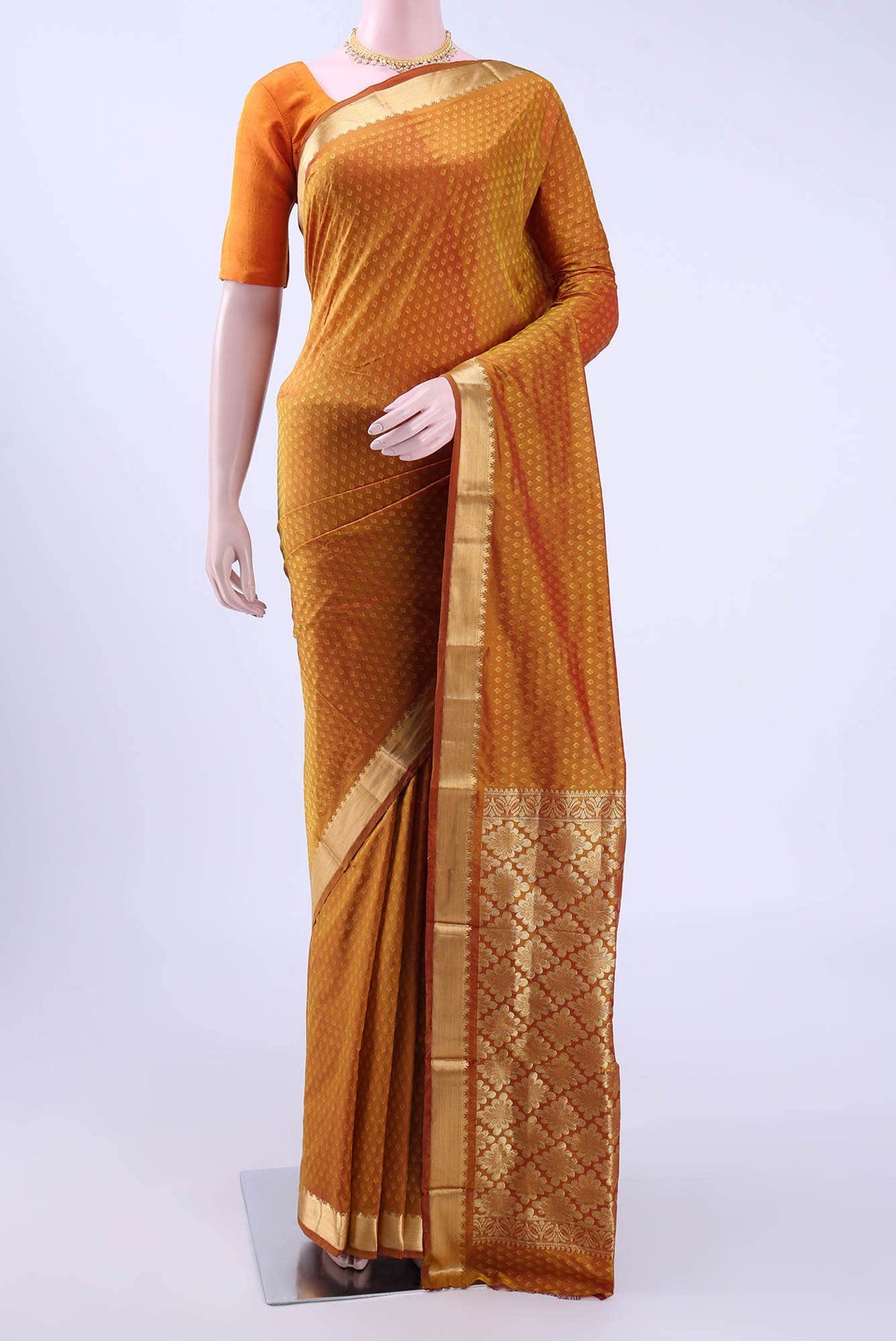 Mustard Blended Bangalore Silk Saree