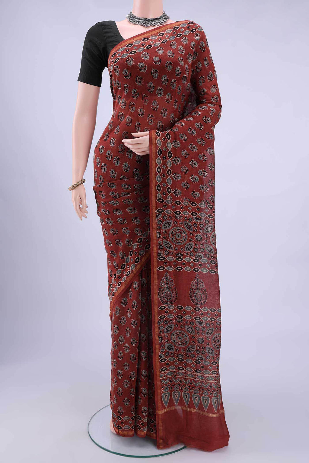 Maroon Chanderi Silk Cotton Saree