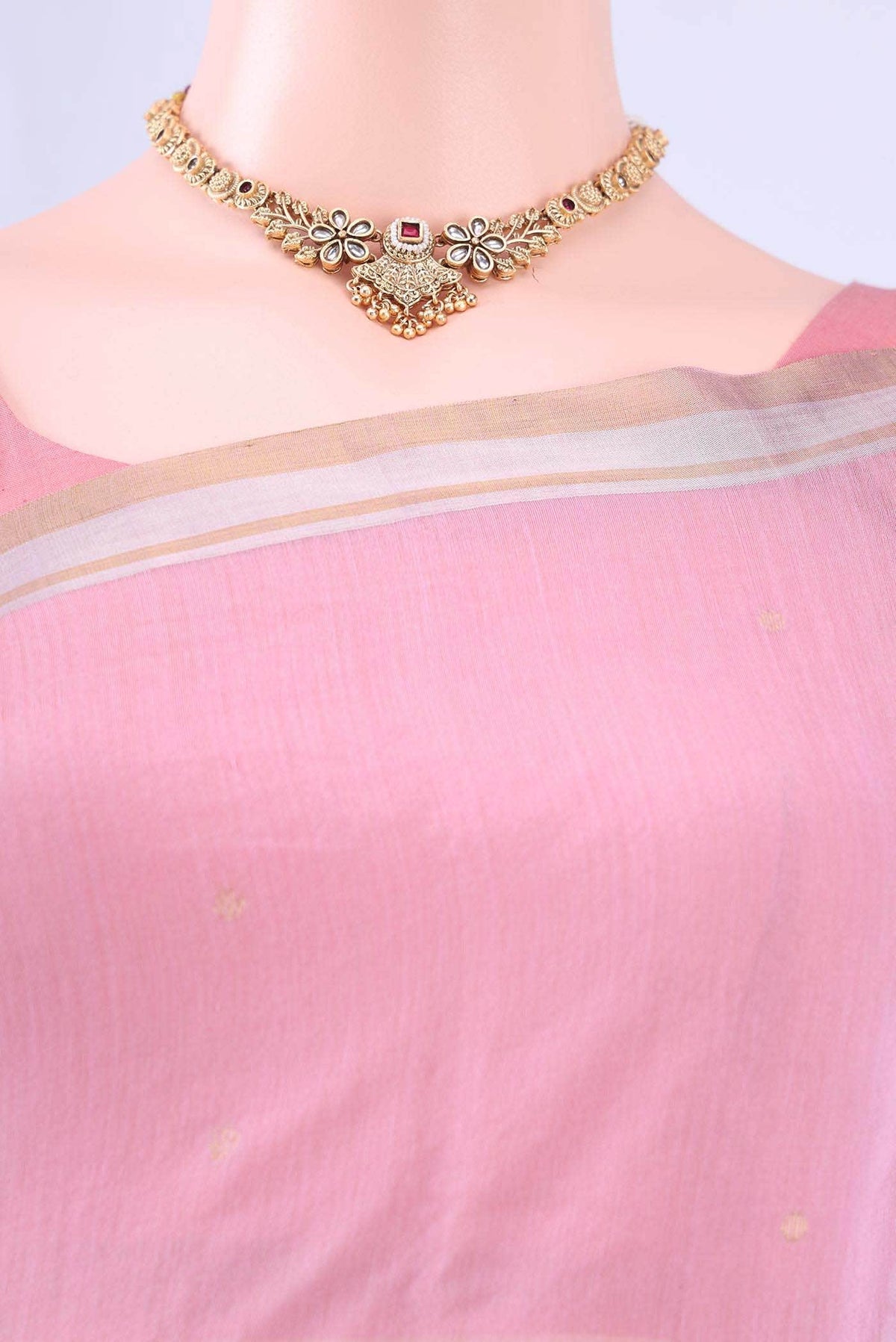 Pink Chanderi Silk Saree