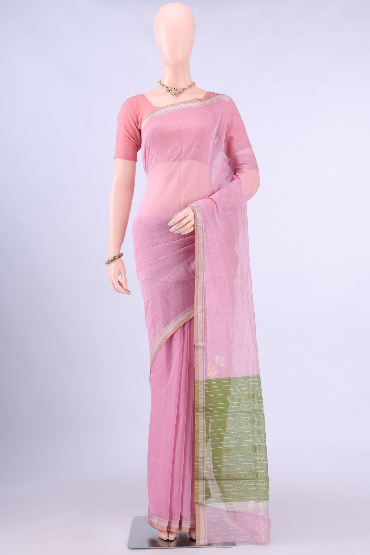 Pink Chanderi Silk Saree