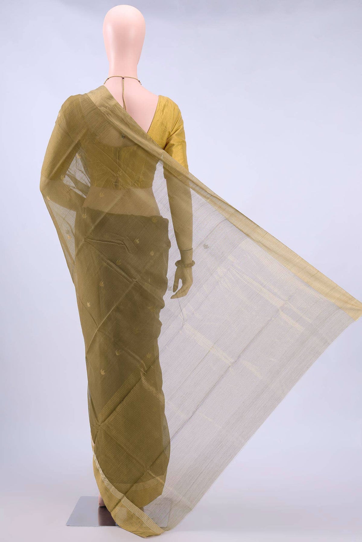 Mehandi Green Chanderi Silk Saree