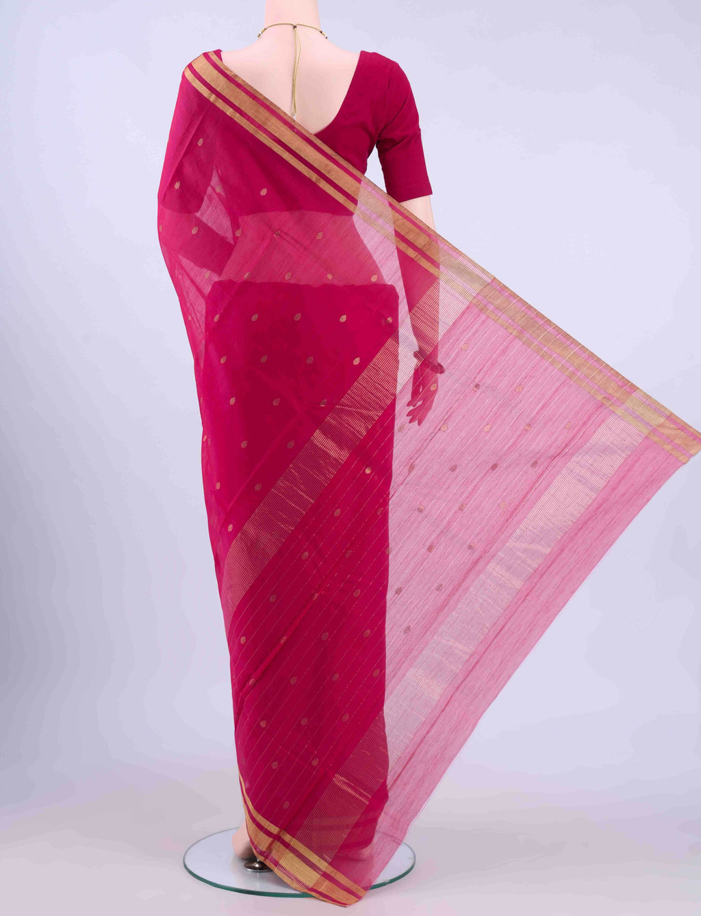 Dark Pink Chanderi Silk Saree