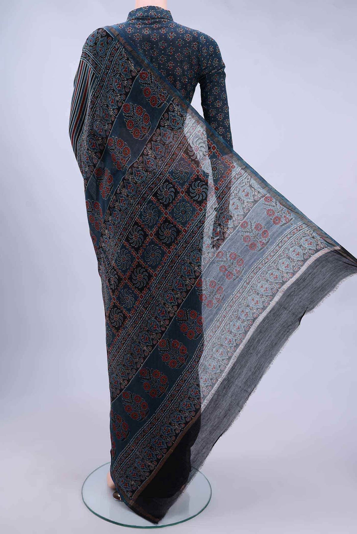 Dark Blue Chanderi Silk Cotton Saree