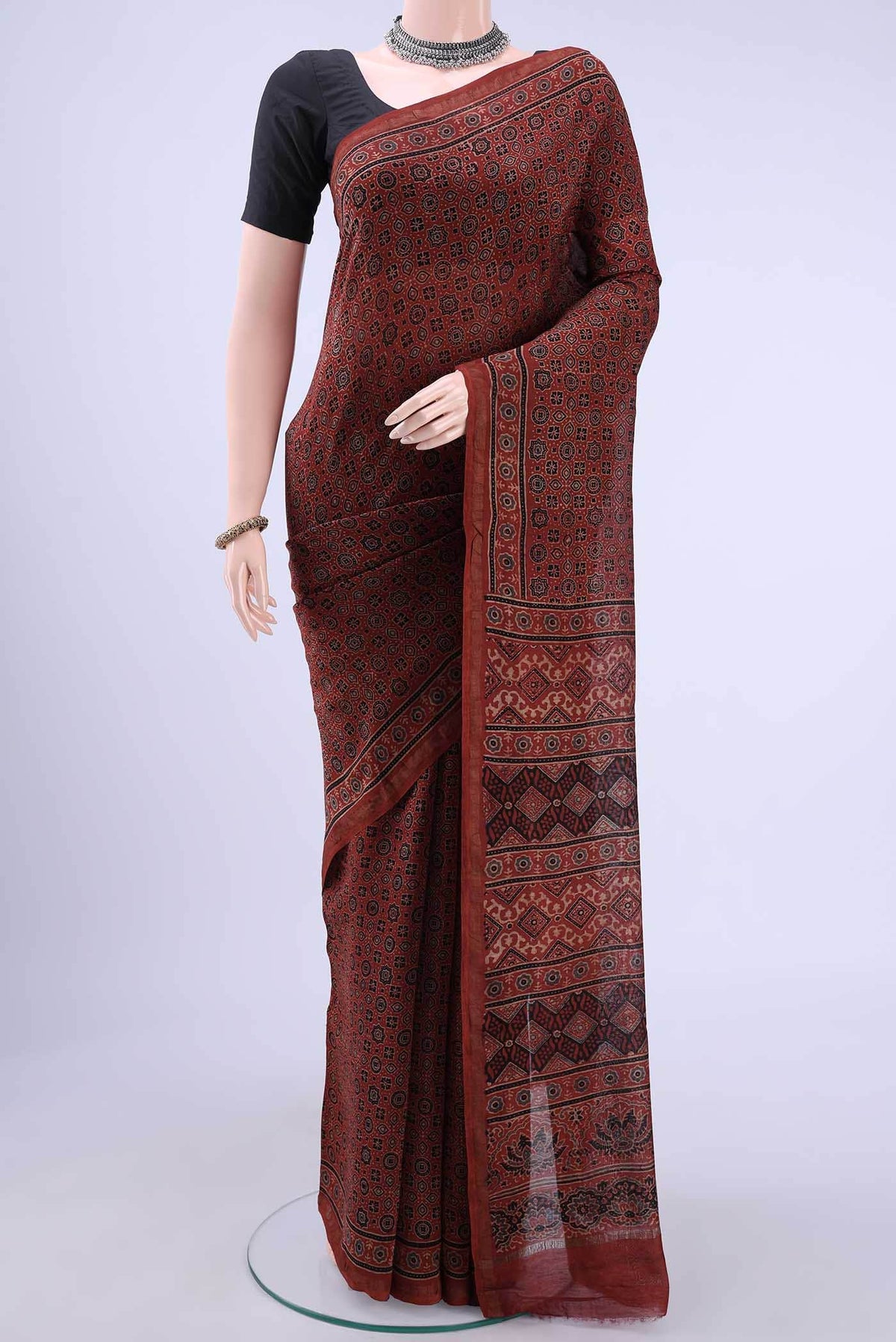 Maroon Chanderi Silk Cotton Saree