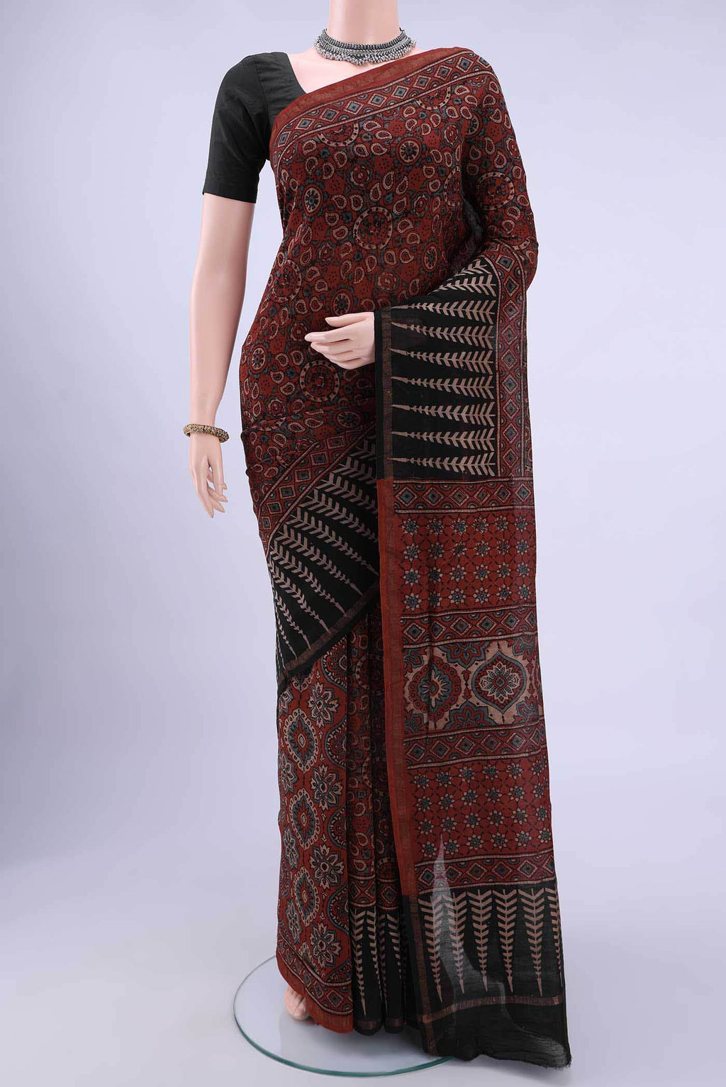 Maroon Chanderi Silk Cotton Saree