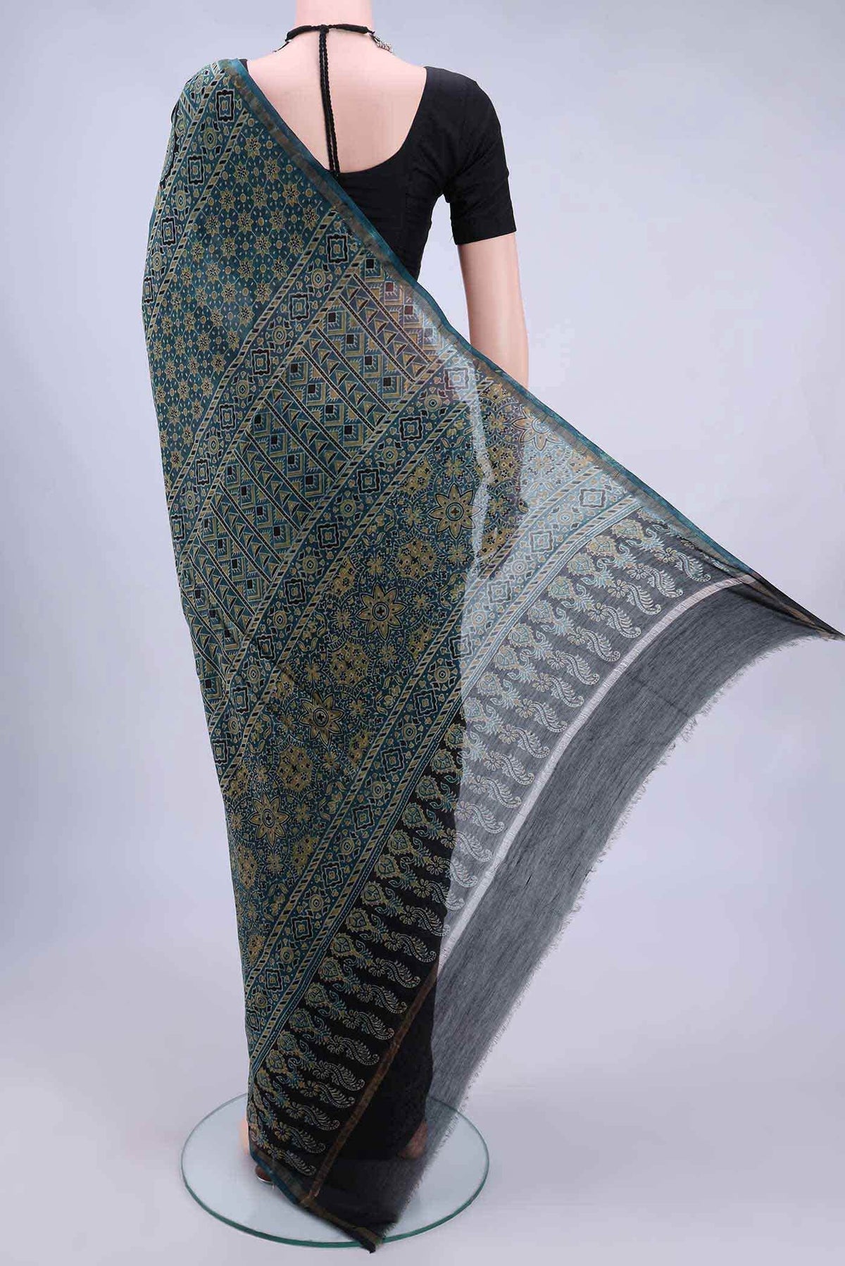 Indigo Chanderi Silk Cotton Saree
