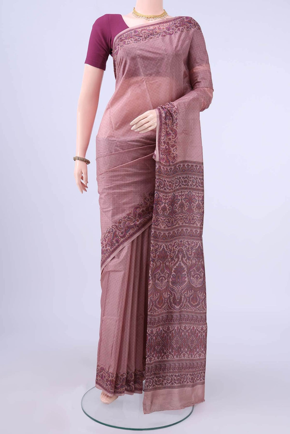 Mauve Printed Silk Saree