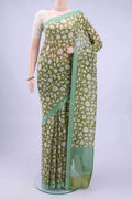 Mehandi Green Blended Chanderi Silk Saree