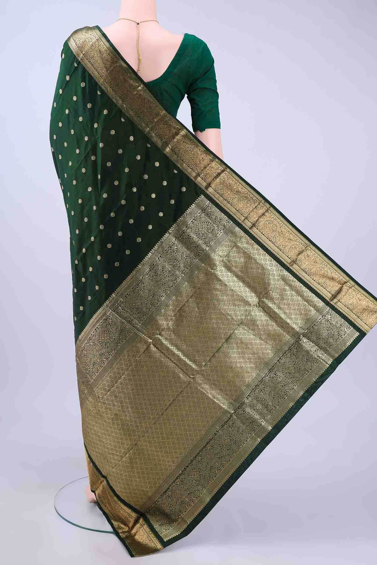 Bottle Green Bangalore Silk - kadyal Saree