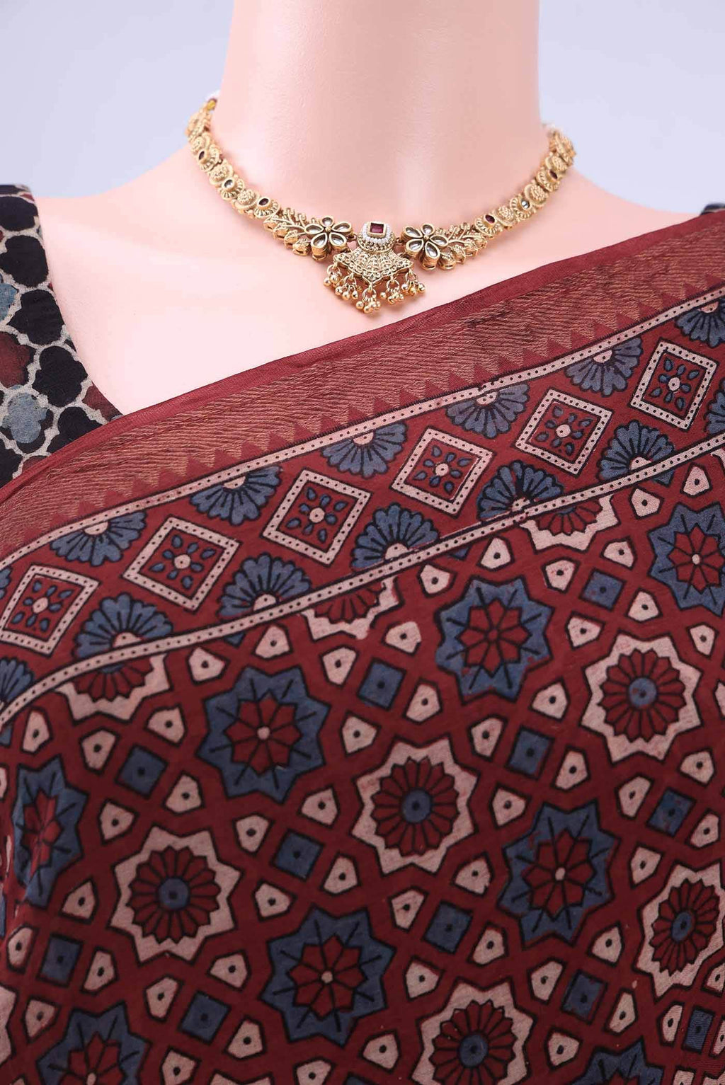 Maroon Chanderi Silk Cotton Saree