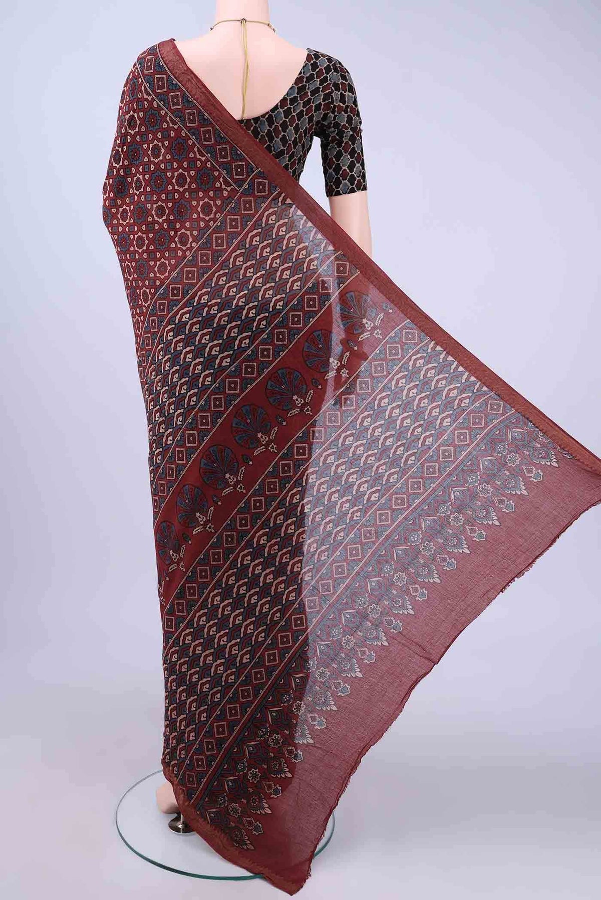 Maroon Chanderi Silk Cotton Saree