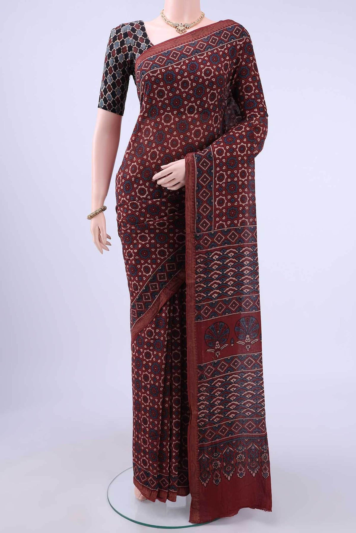 Maroon Chanderi Silk Cotton Saree