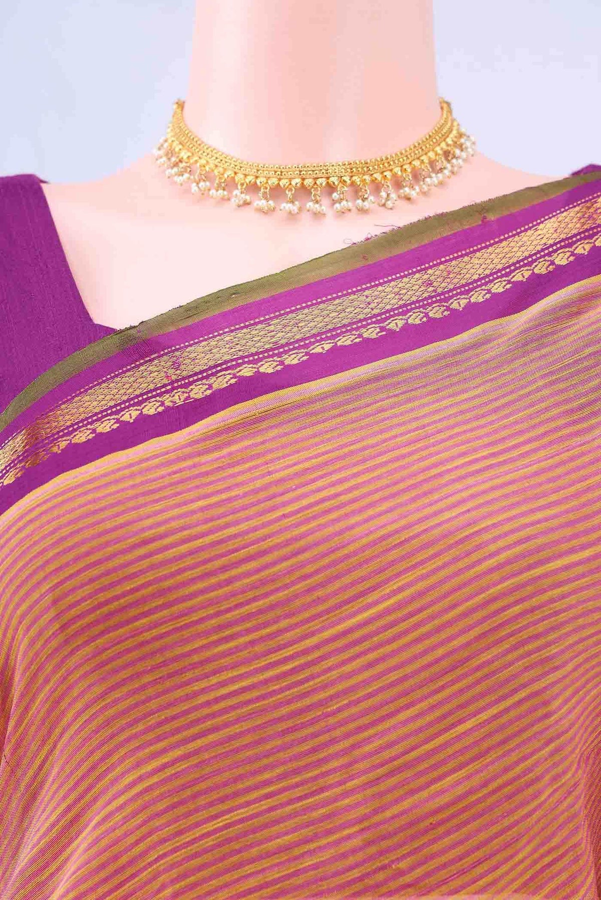 Pinkish Yellow Gadwal cotton Saree