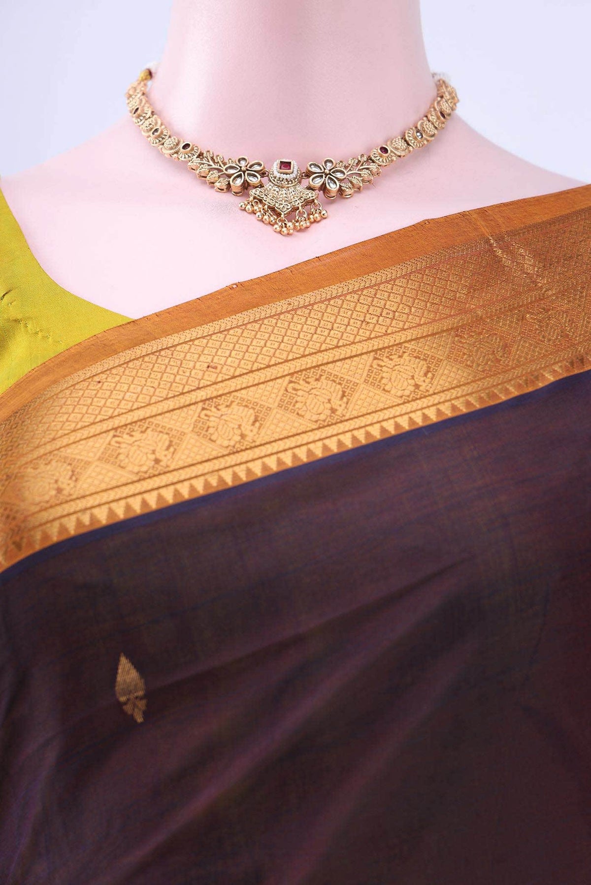 Coffee Brown Silk Cotton Saree