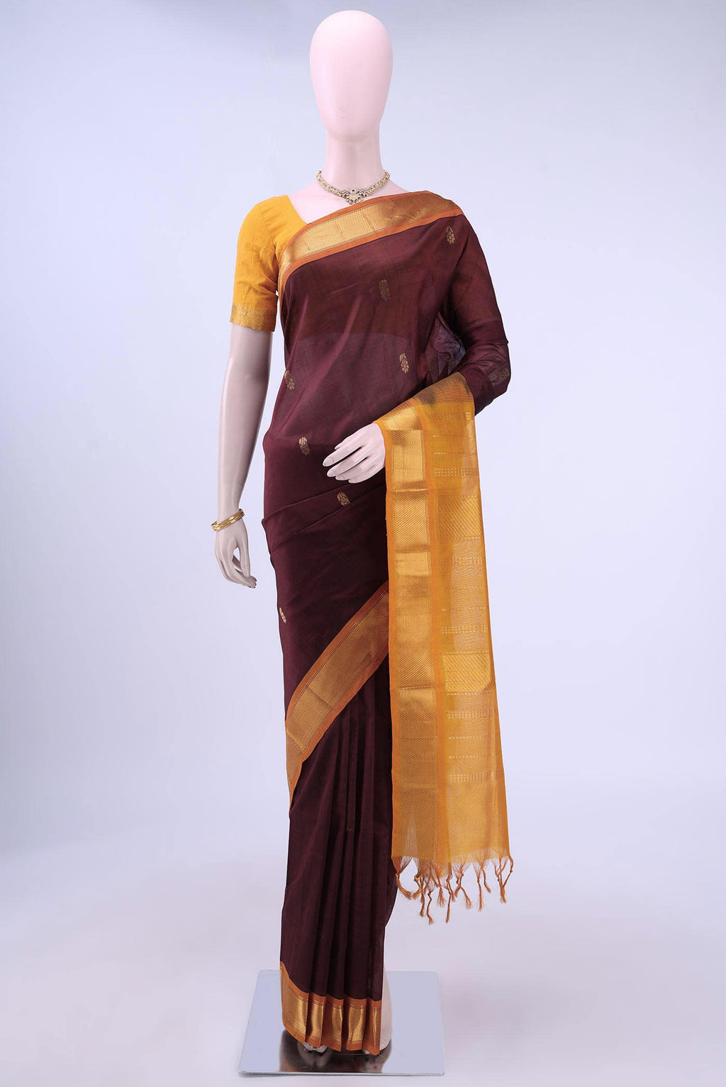 Brown Silk Cotton Saree