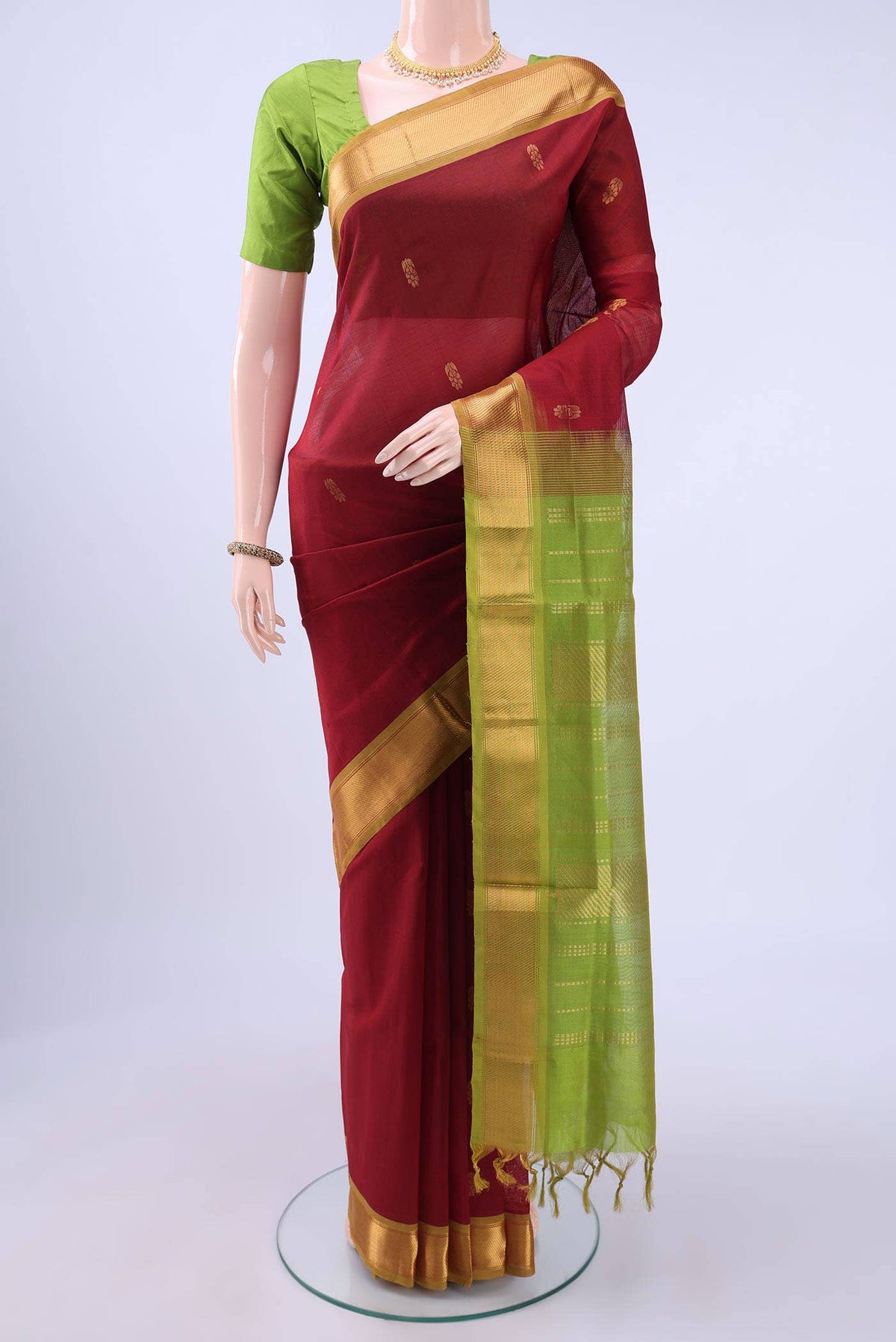 Maroon Silk Cotton Saree