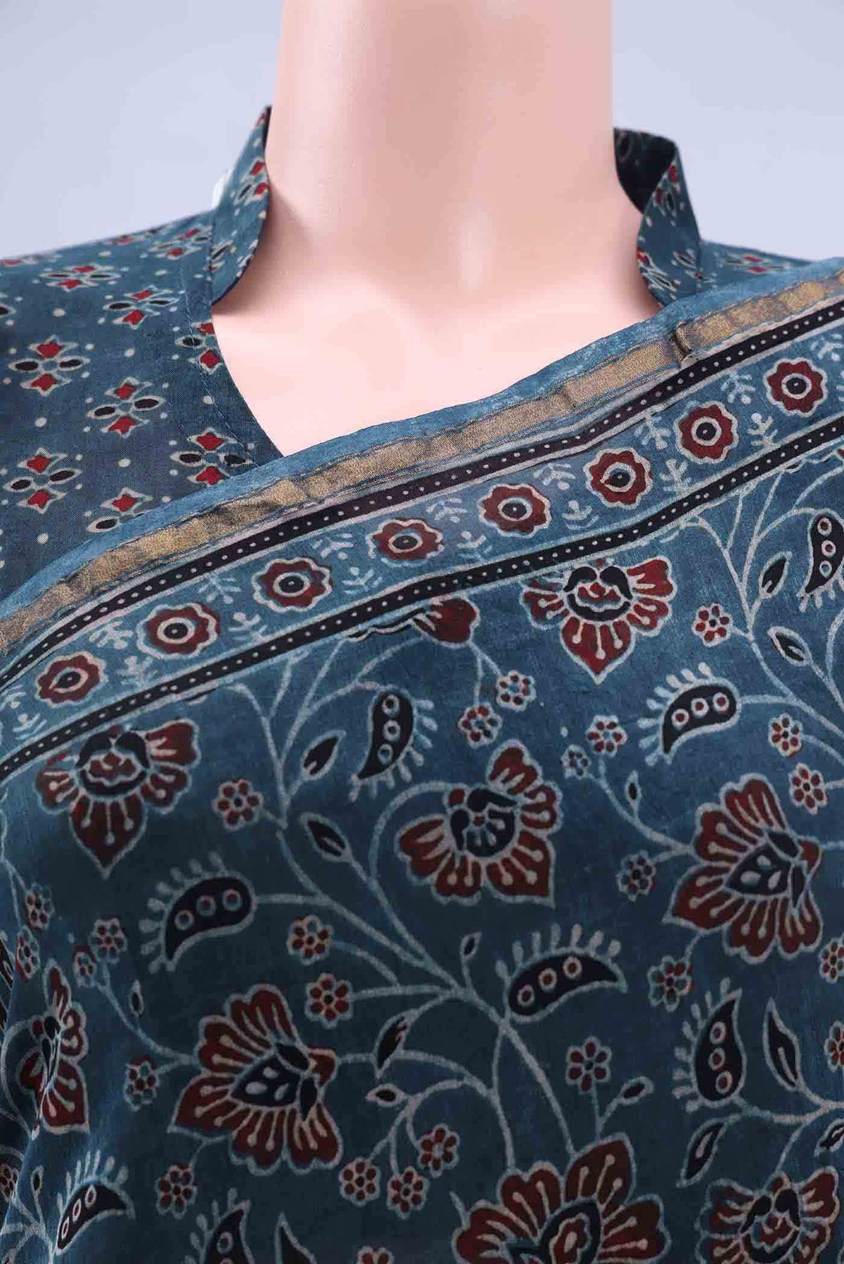 Indigo Chanderi Silk Cotton Saree