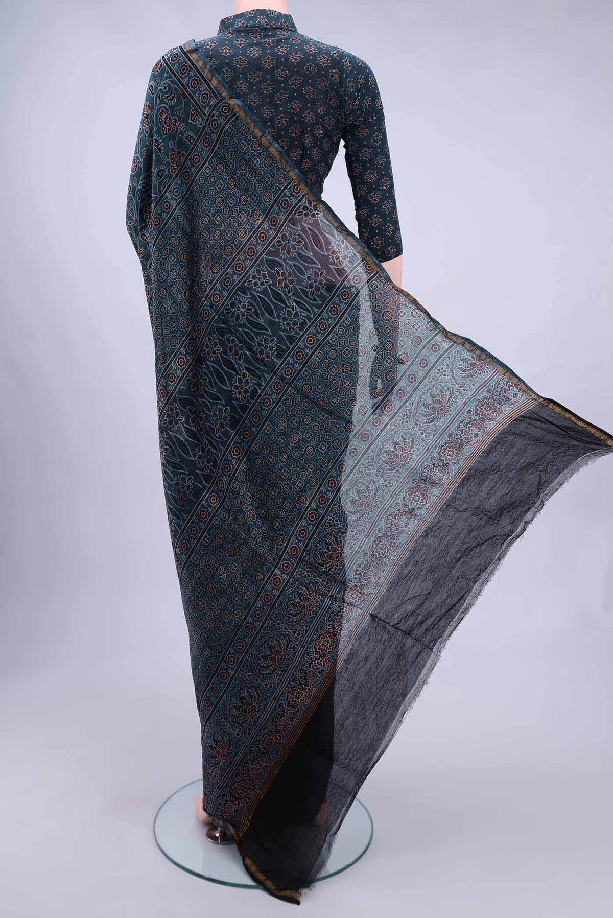 Indigo Chanderi Silk Cotton Saree