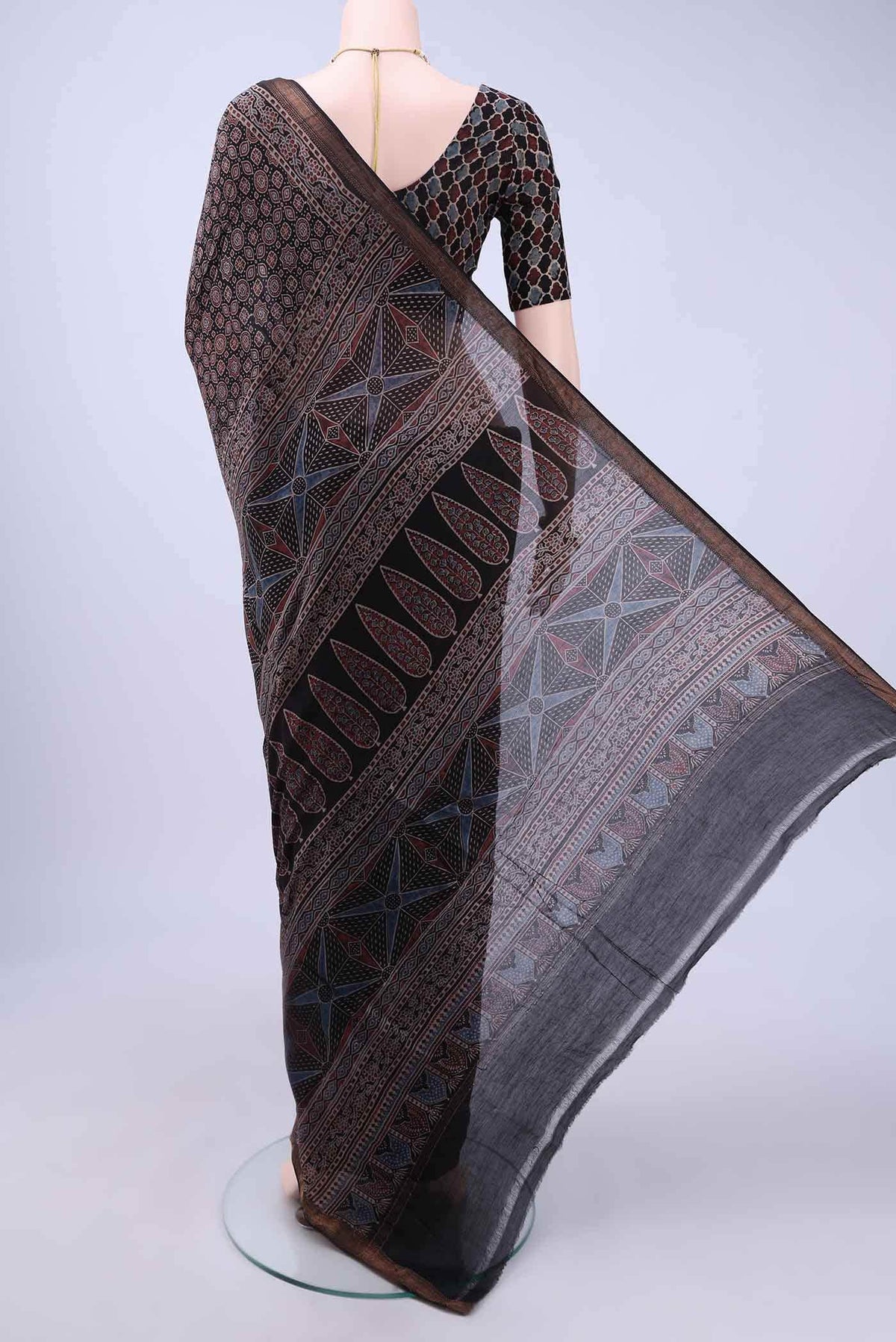 Black Chanderi Silk Cotton Saree