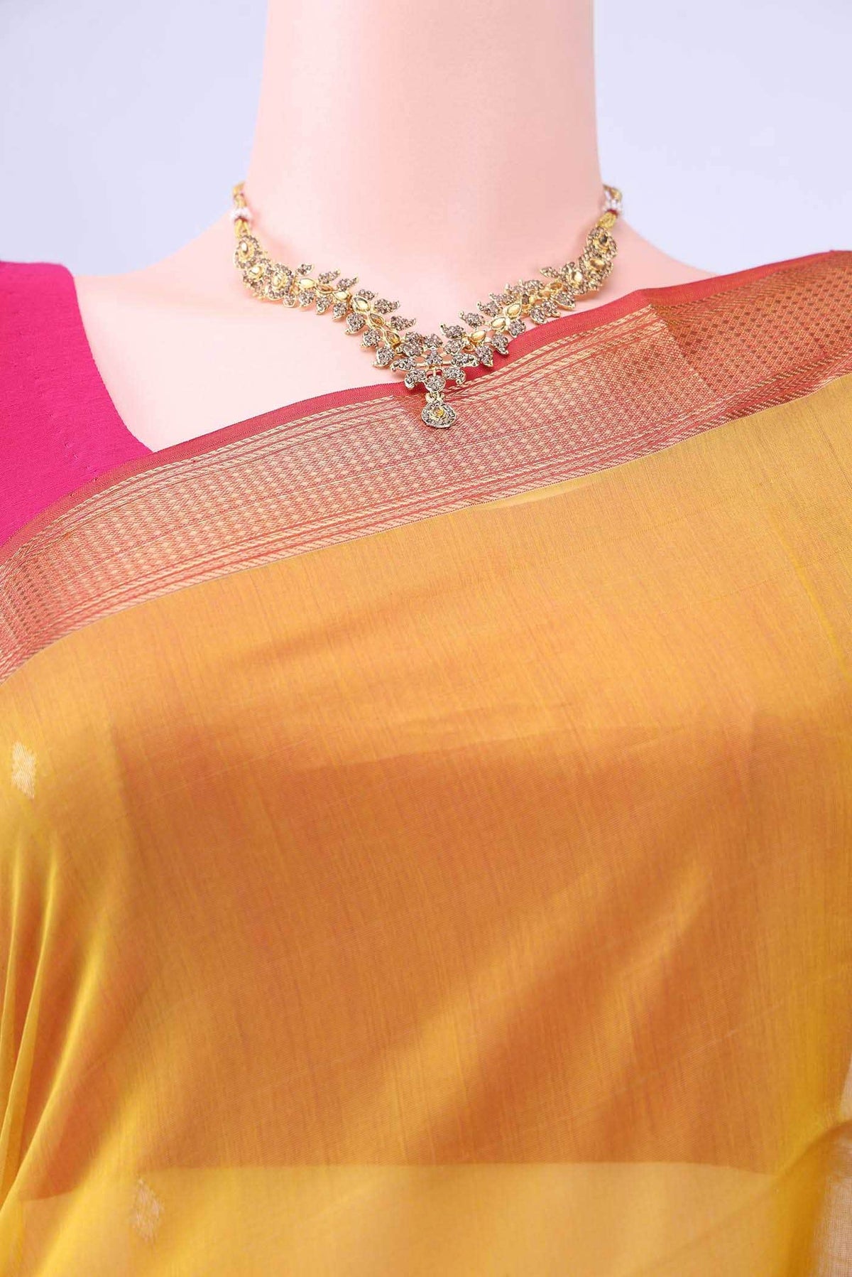 Mustard Maheshwari Silk Saree
