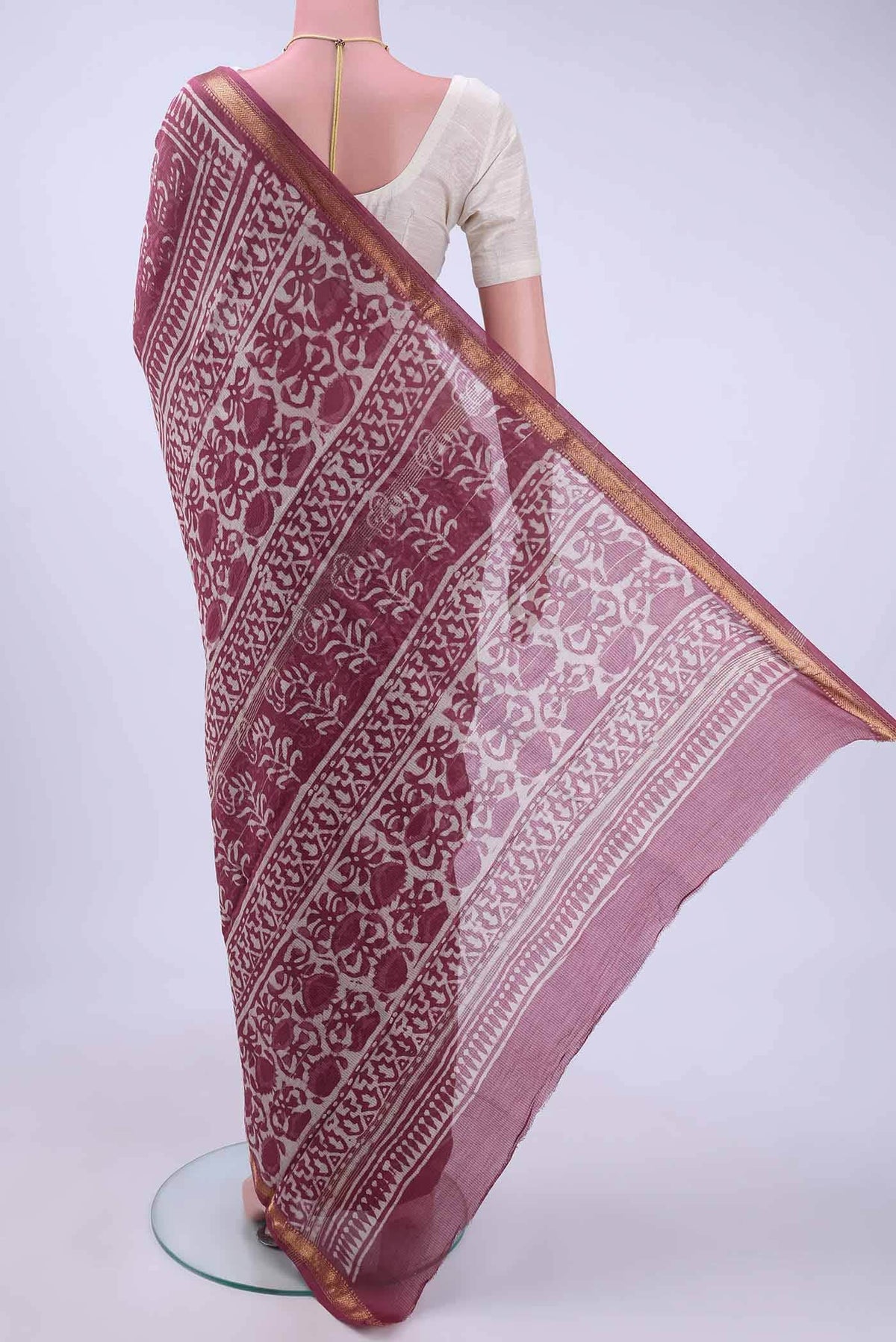 Pink Maheshwari Silk Cotton Saree