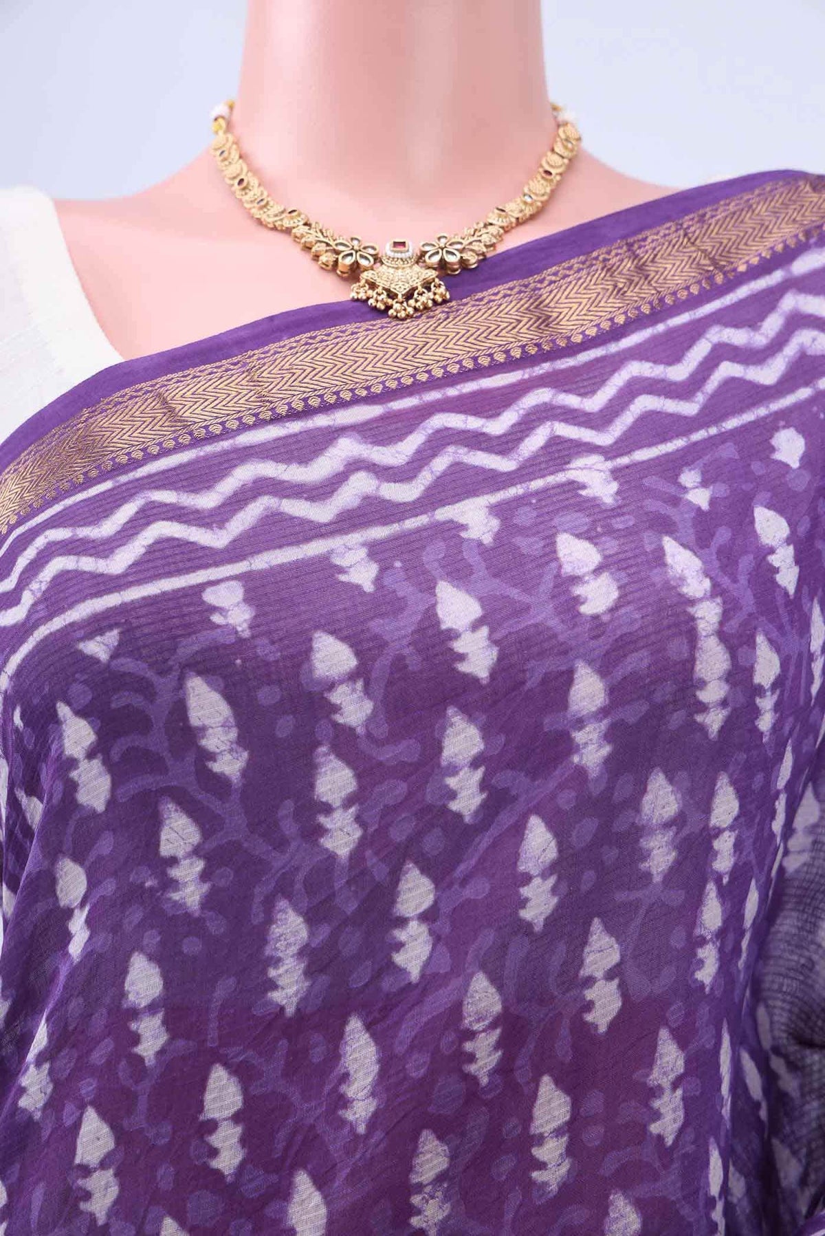 Purple Maheshwari Silk Cotton Saree