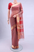 Peach Maheshwari Silk Cotton Saree