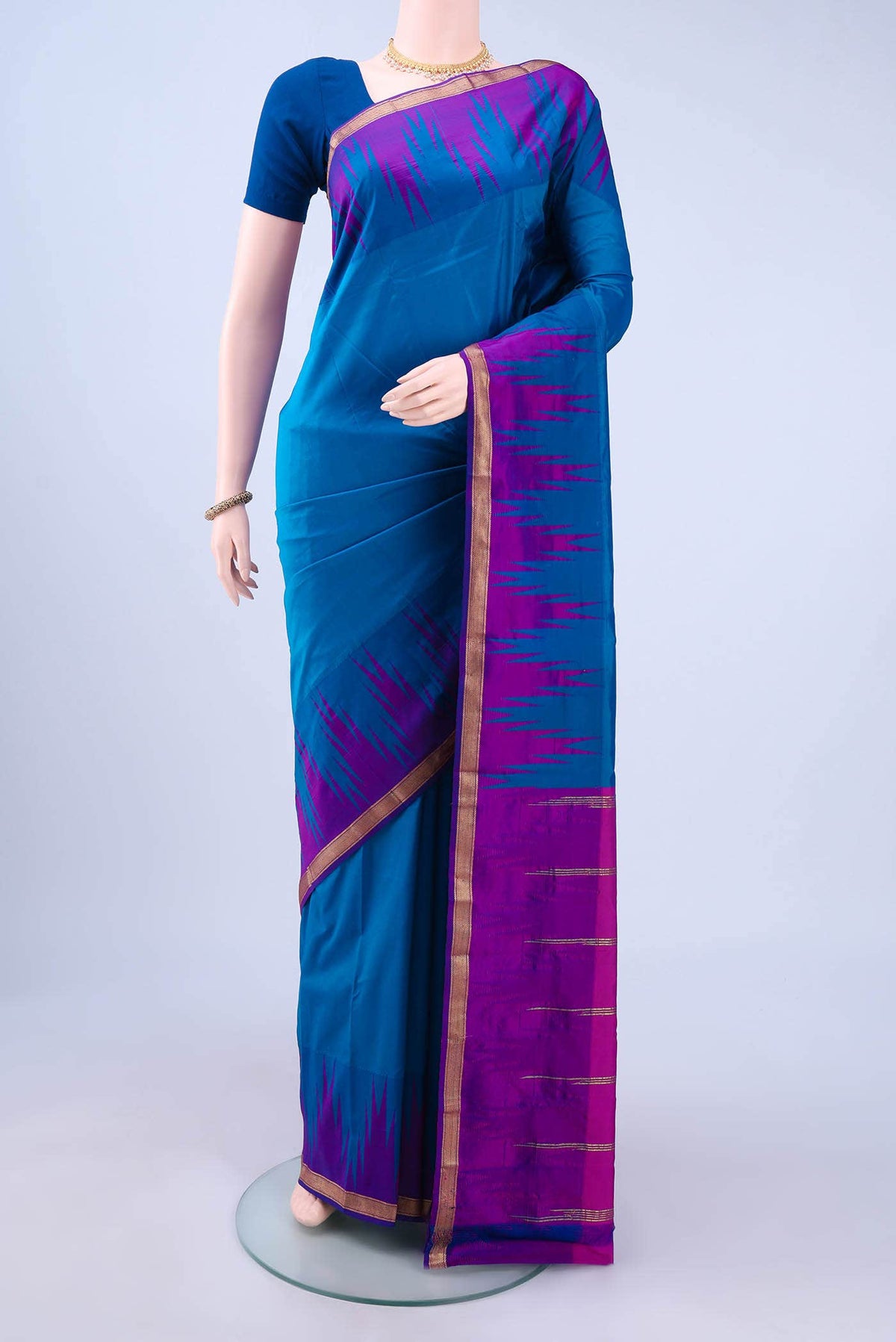 Dark Blue Blended Bangalore Silk - kadyal Saree