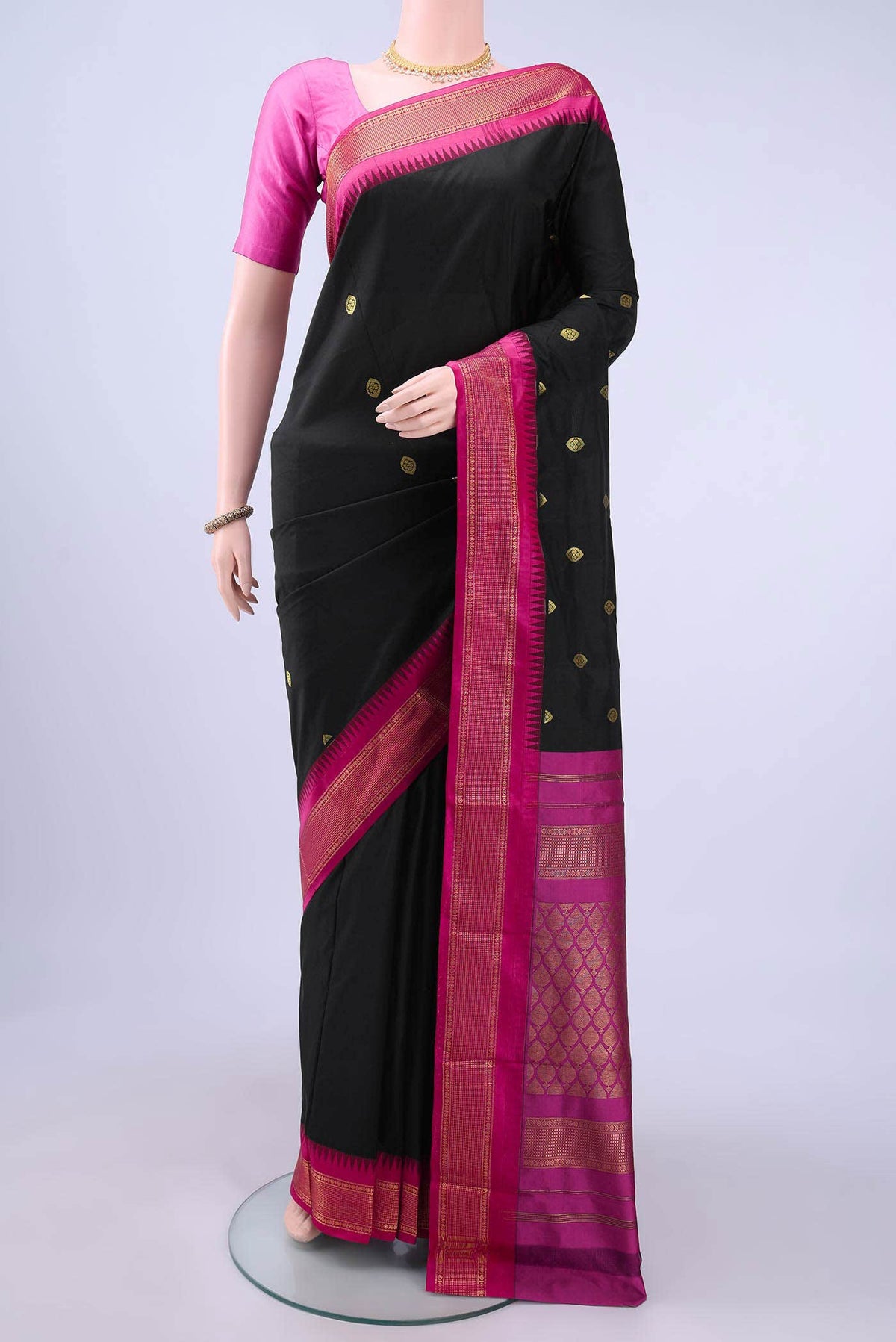 Black Blended Bangalore Silk - kadyal Saree