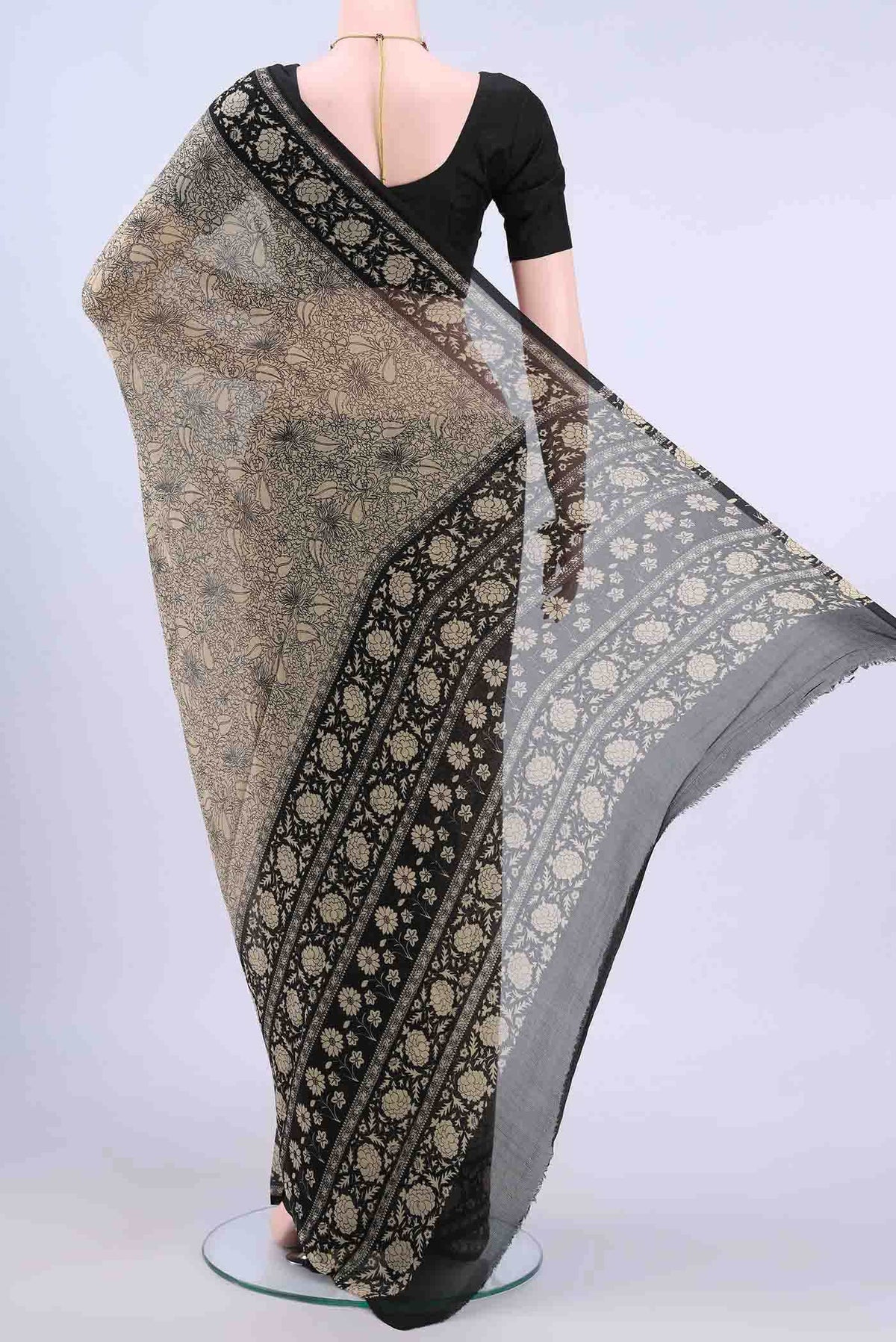 Beige Mysore Chiffon Saree