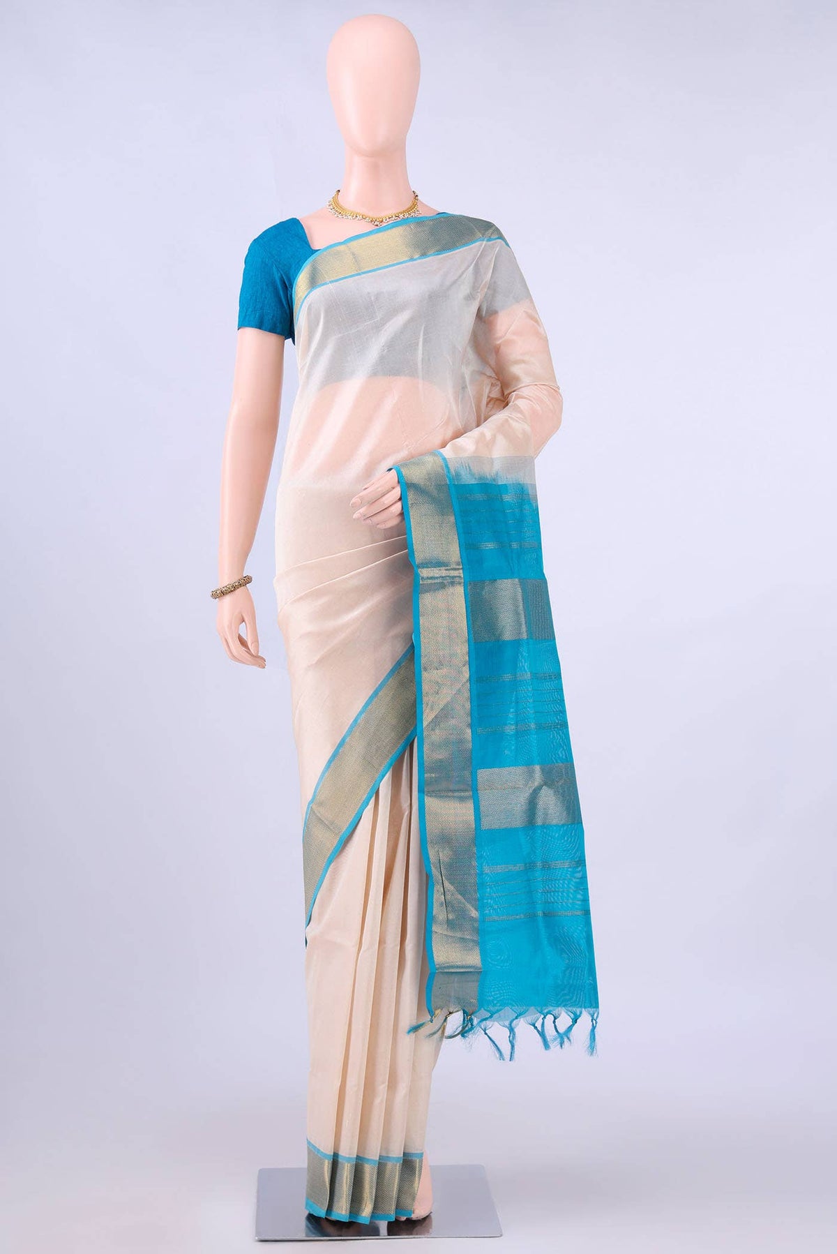 Off White Coimbatore Silk Cotton Saree