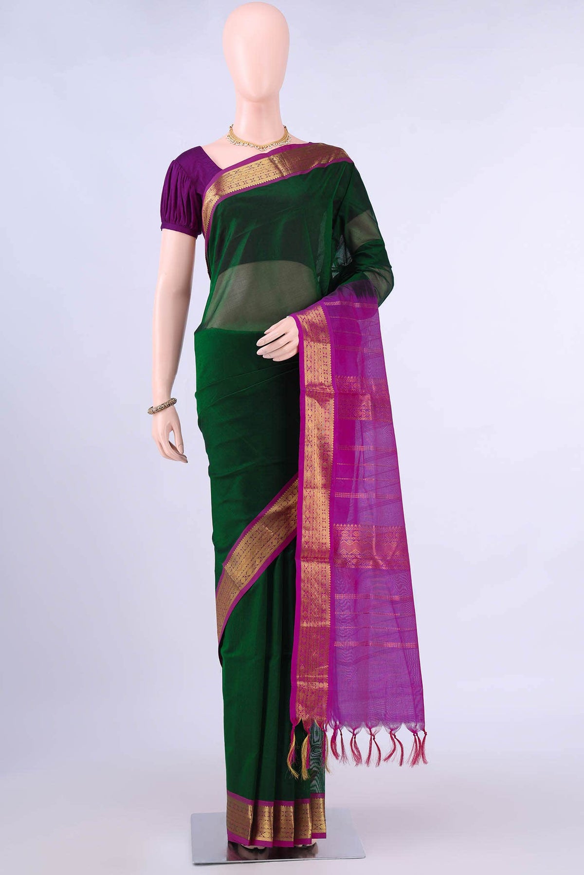 Bottle Green Coimbatore Silk Cotton Saree