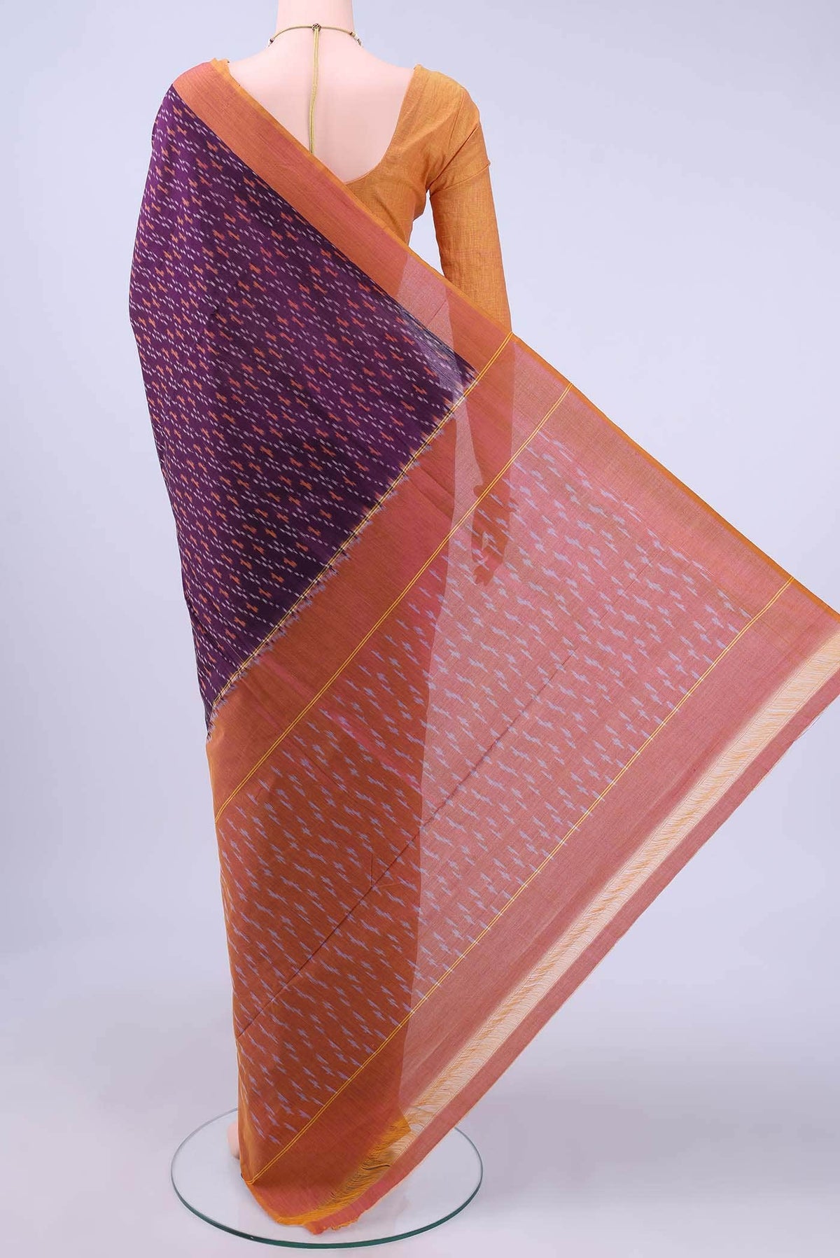 Burgundy Pochampally Cotton Saree