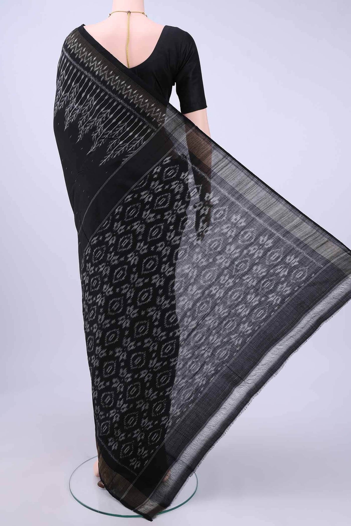 Black Pochampally Cotton Saree