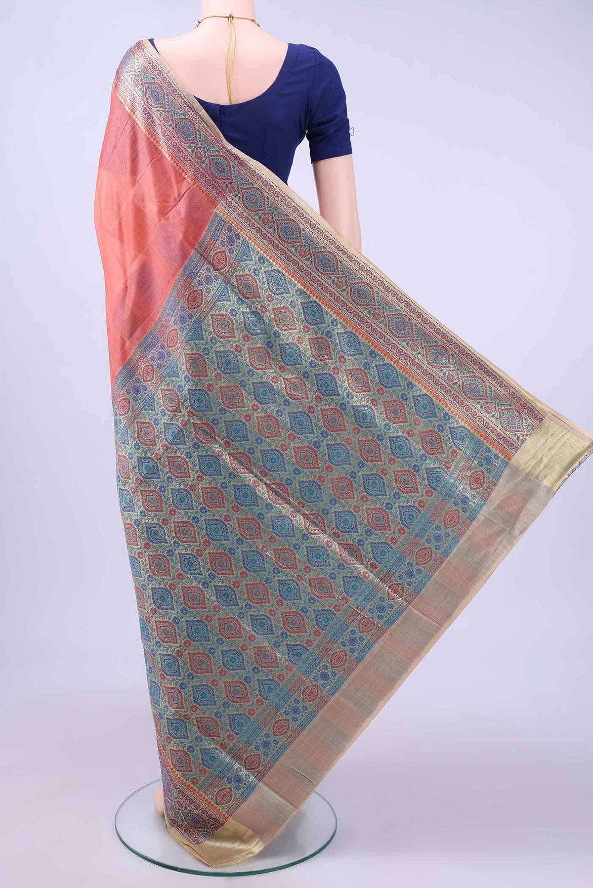 Peach Banarasi Silk Saree