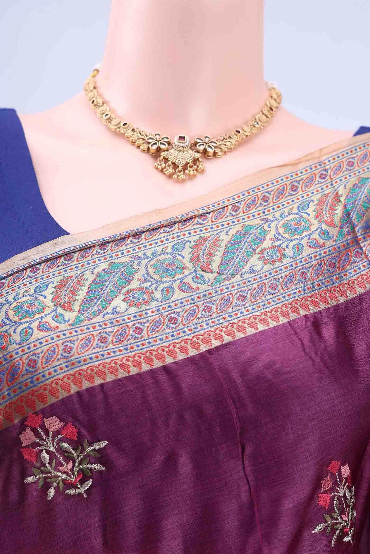 Burgundy Banarasi Silk Saree