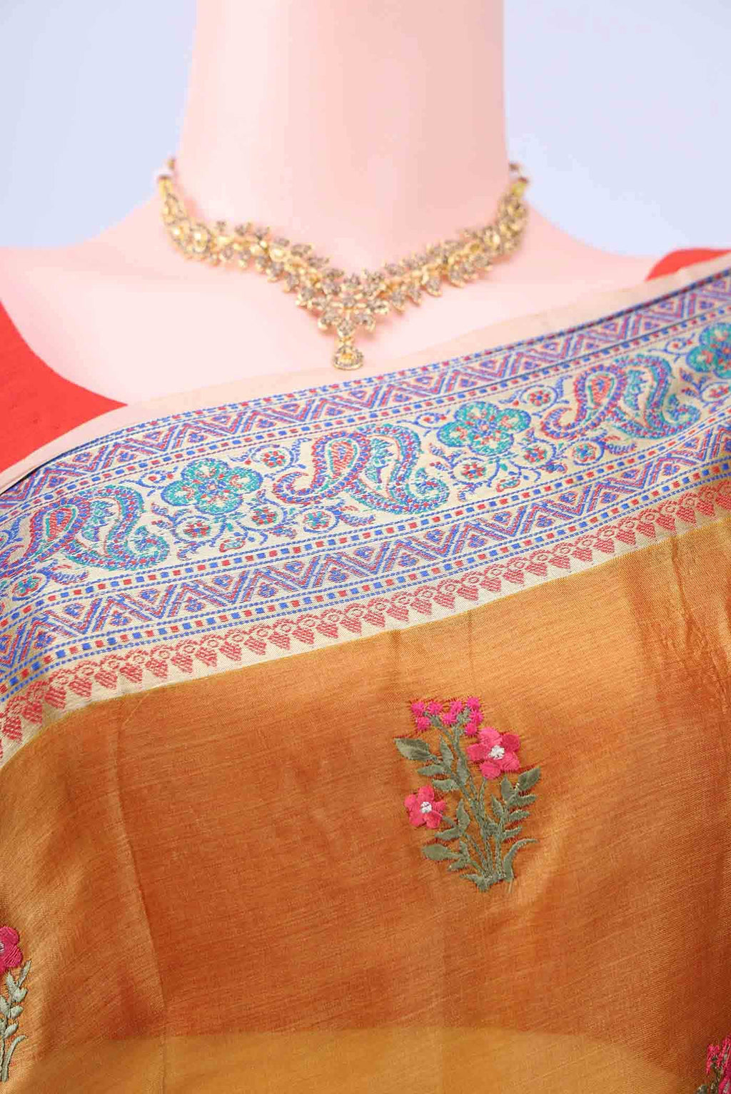 Golden Banarasi Silk Saree