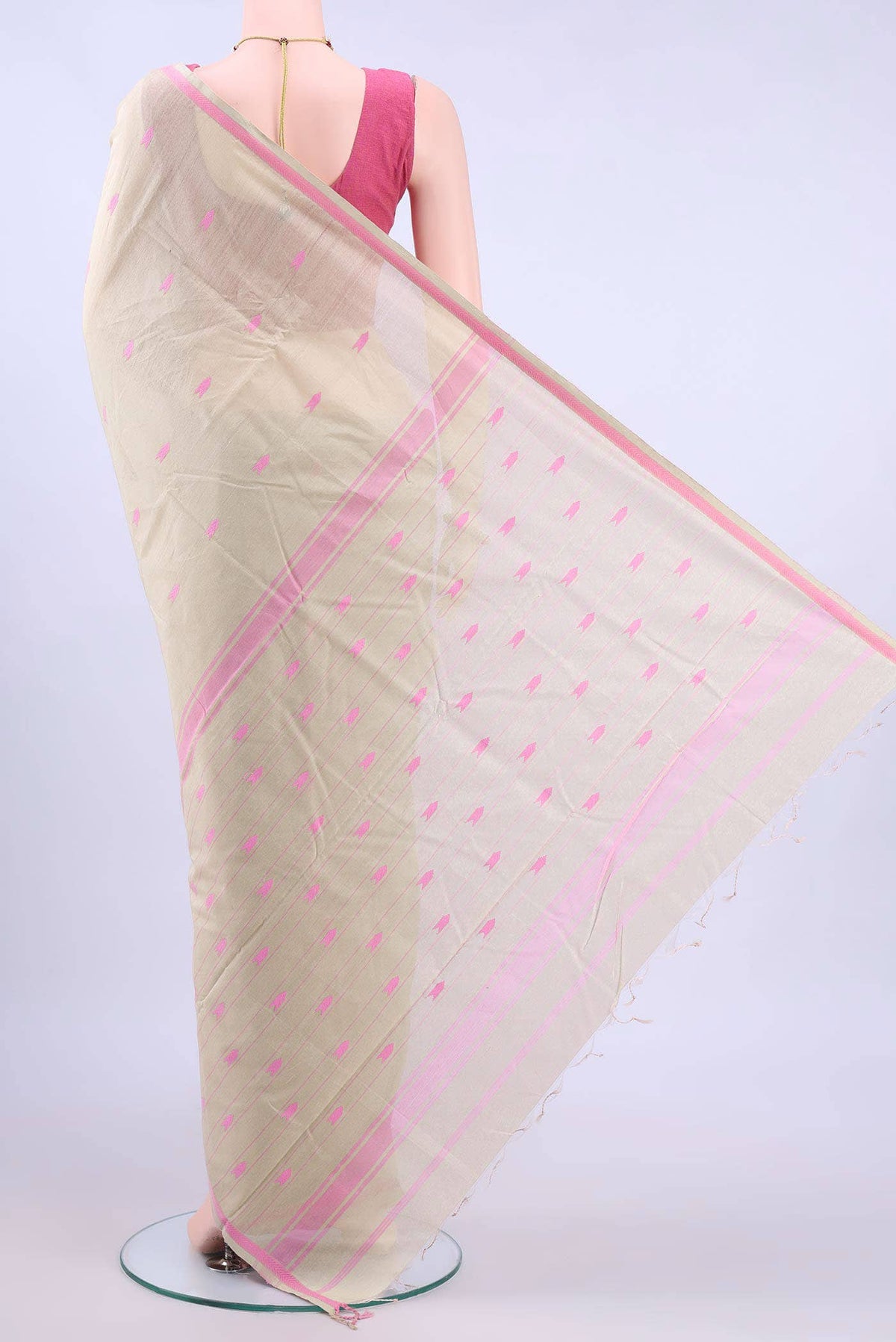 Beige Chanderi Silk Saree