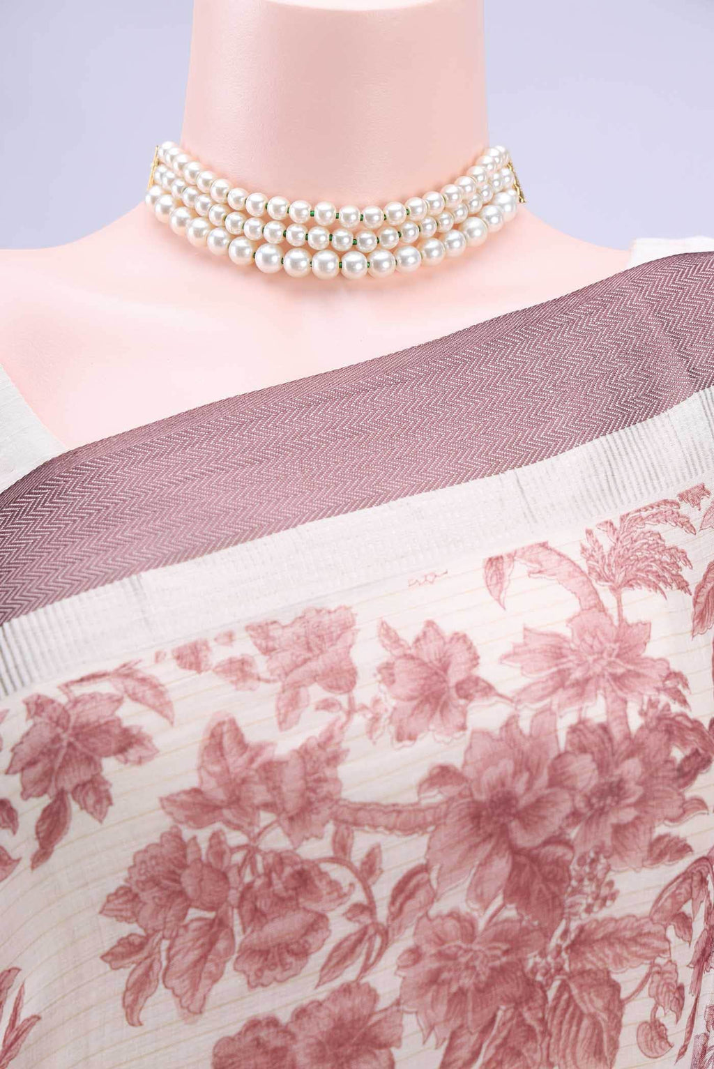 Off White Blended Tussar Saree