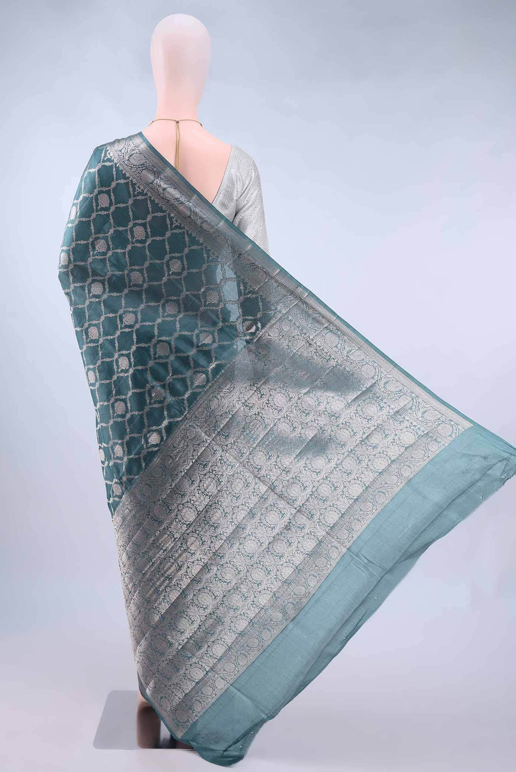 Light Blue Banarasi Tussar Silk Saree