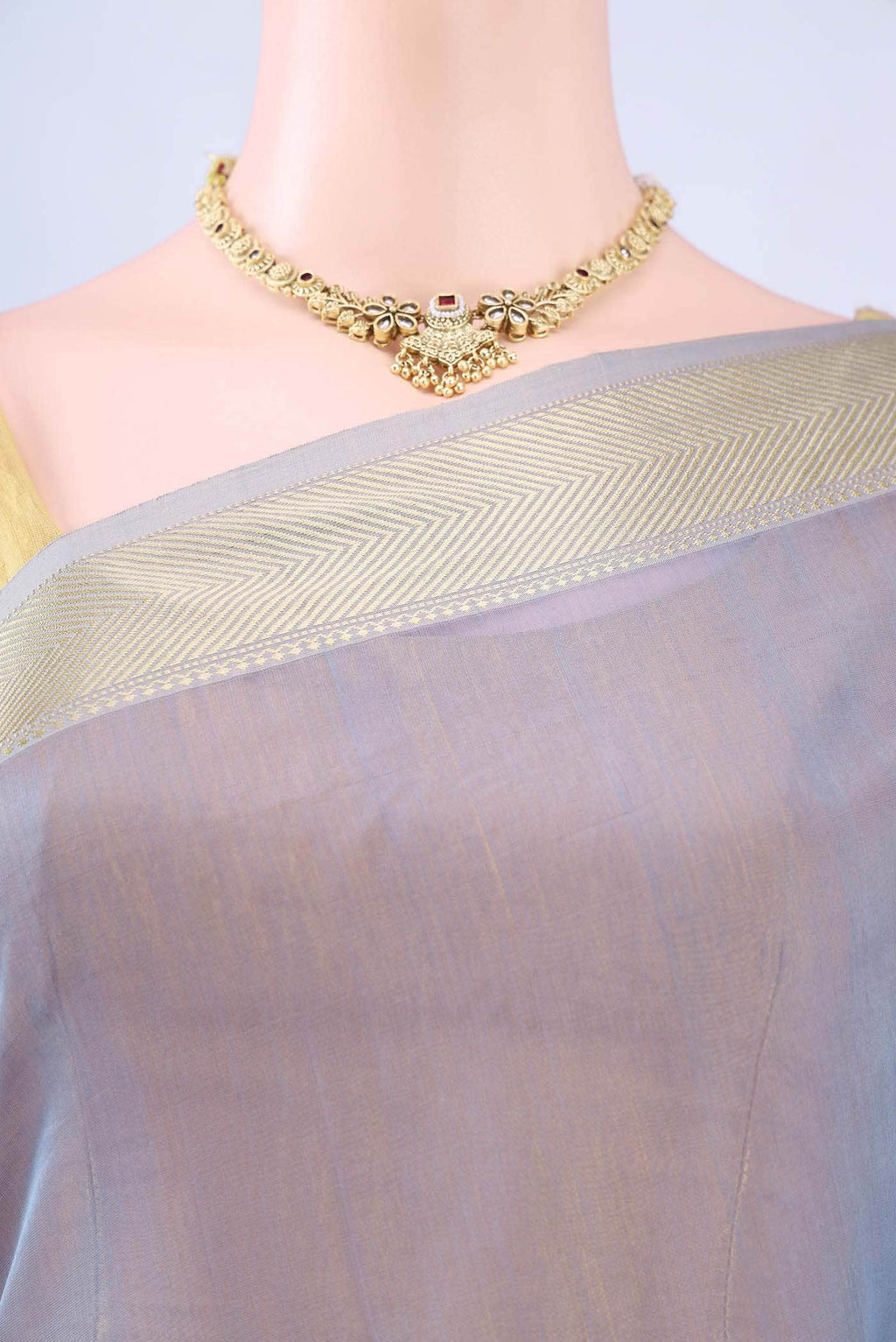 Light Blue Maheshwari Silk Cotton Saree