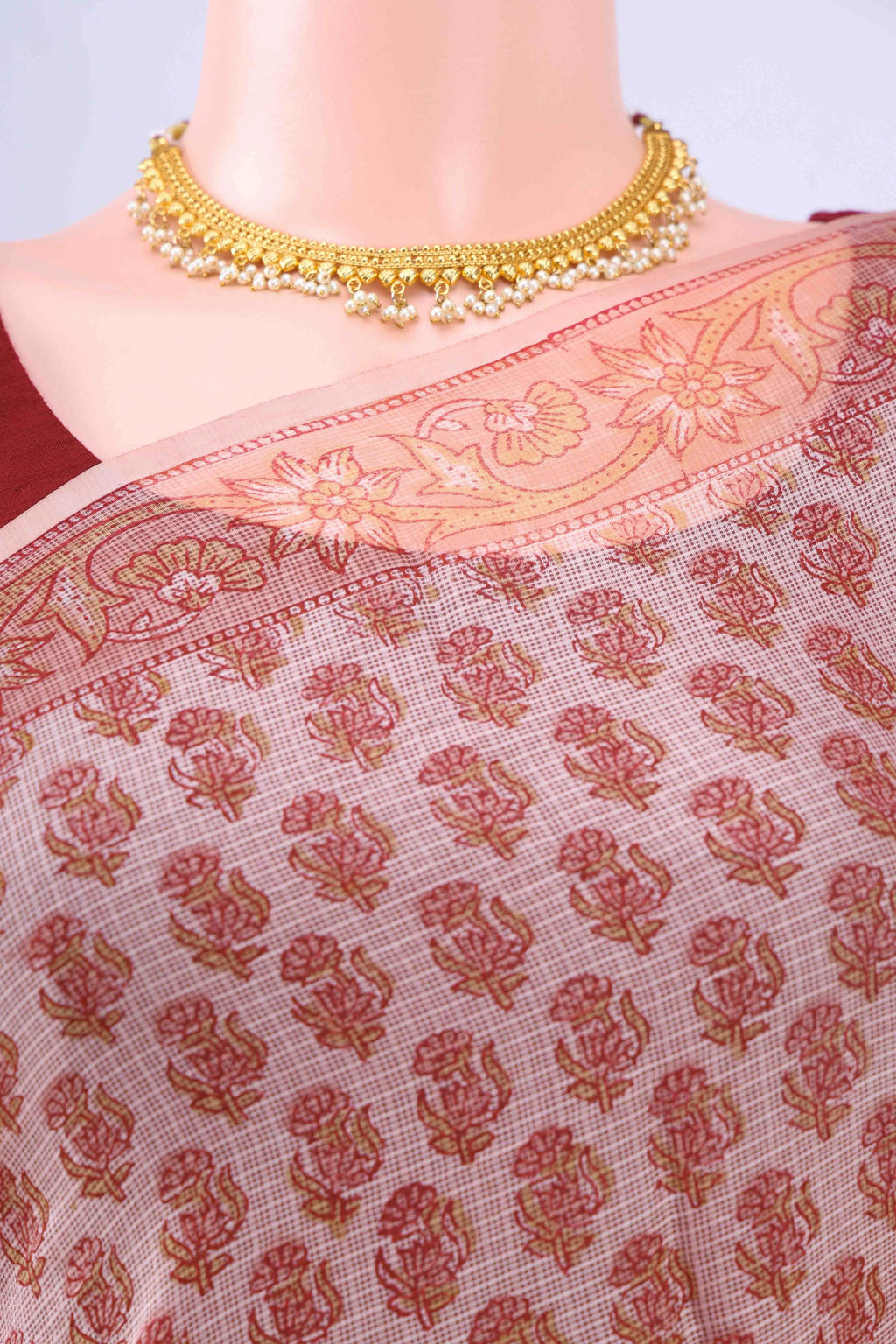 Peach Kota Silk Saree
