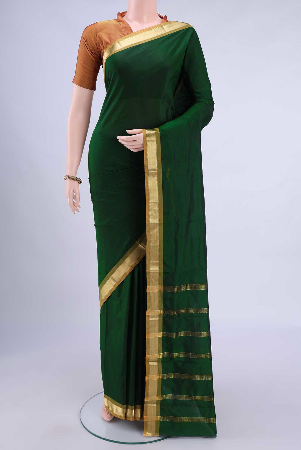 Bottle Green Bangalore Silk Saree