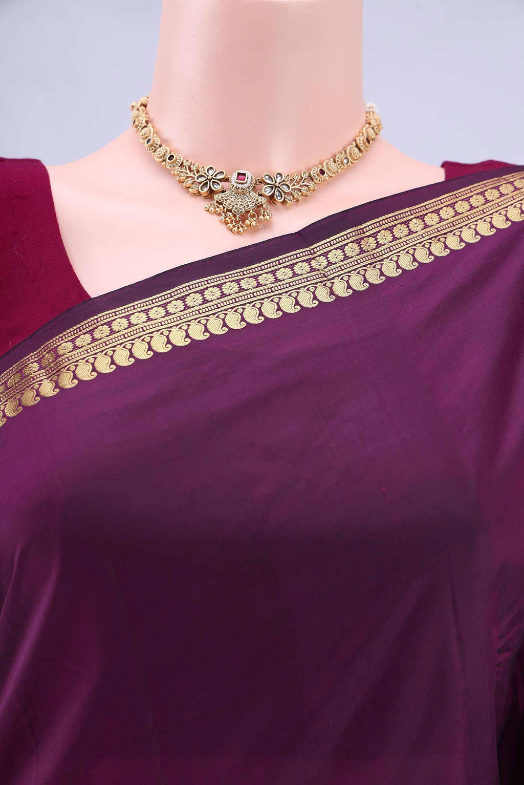 Burgundy Bangalore Silk Saree