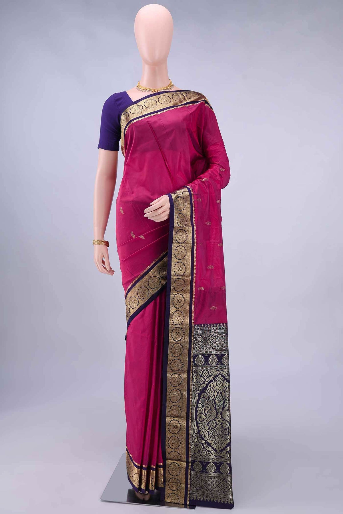 Rani Pink Blended Bangalore Silk Saree
