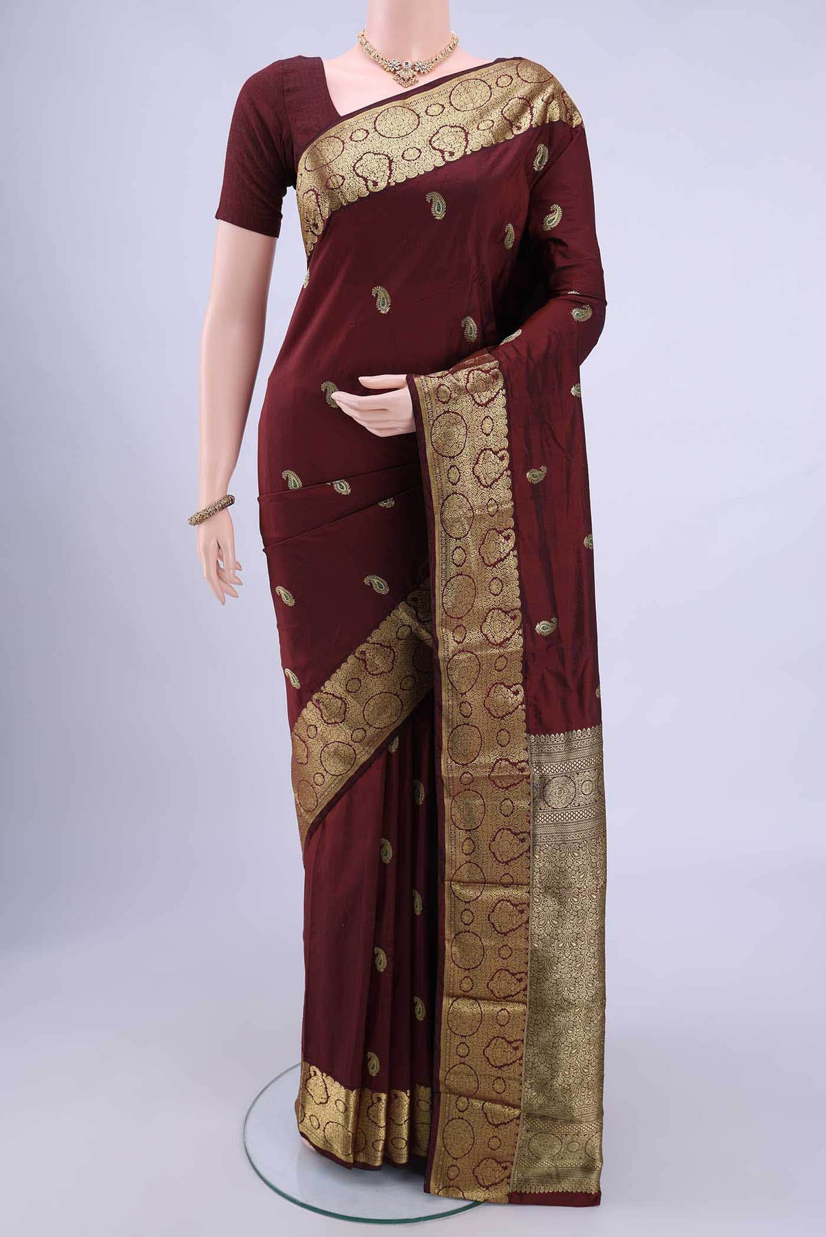 Maroon Blended Bangalore Silk Saree